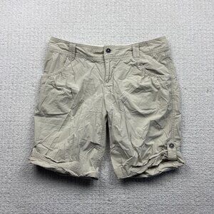 Columbia Shorts Womens Sz 12 Khaki Roll Tab Outdoor Hiking Anytime Bermuda